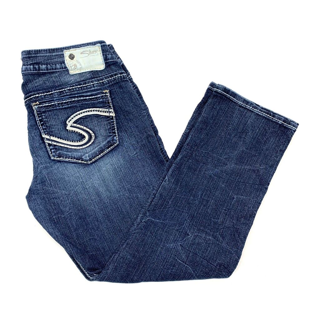 Silver Jeans Womens Twisted Mid Capri Dark Wash Cropped W28 (31x25.5) 7.5" Rise